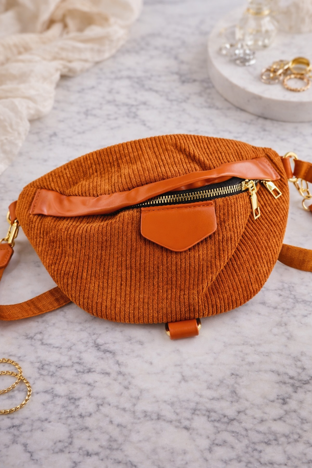 Chic Brown Corduroy Bum Bag