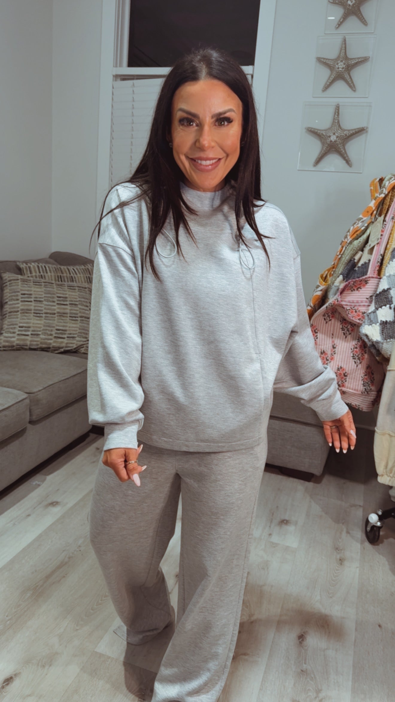 The Greii Ultra Soft  Heather Grey Knit Relaxed Hoodie