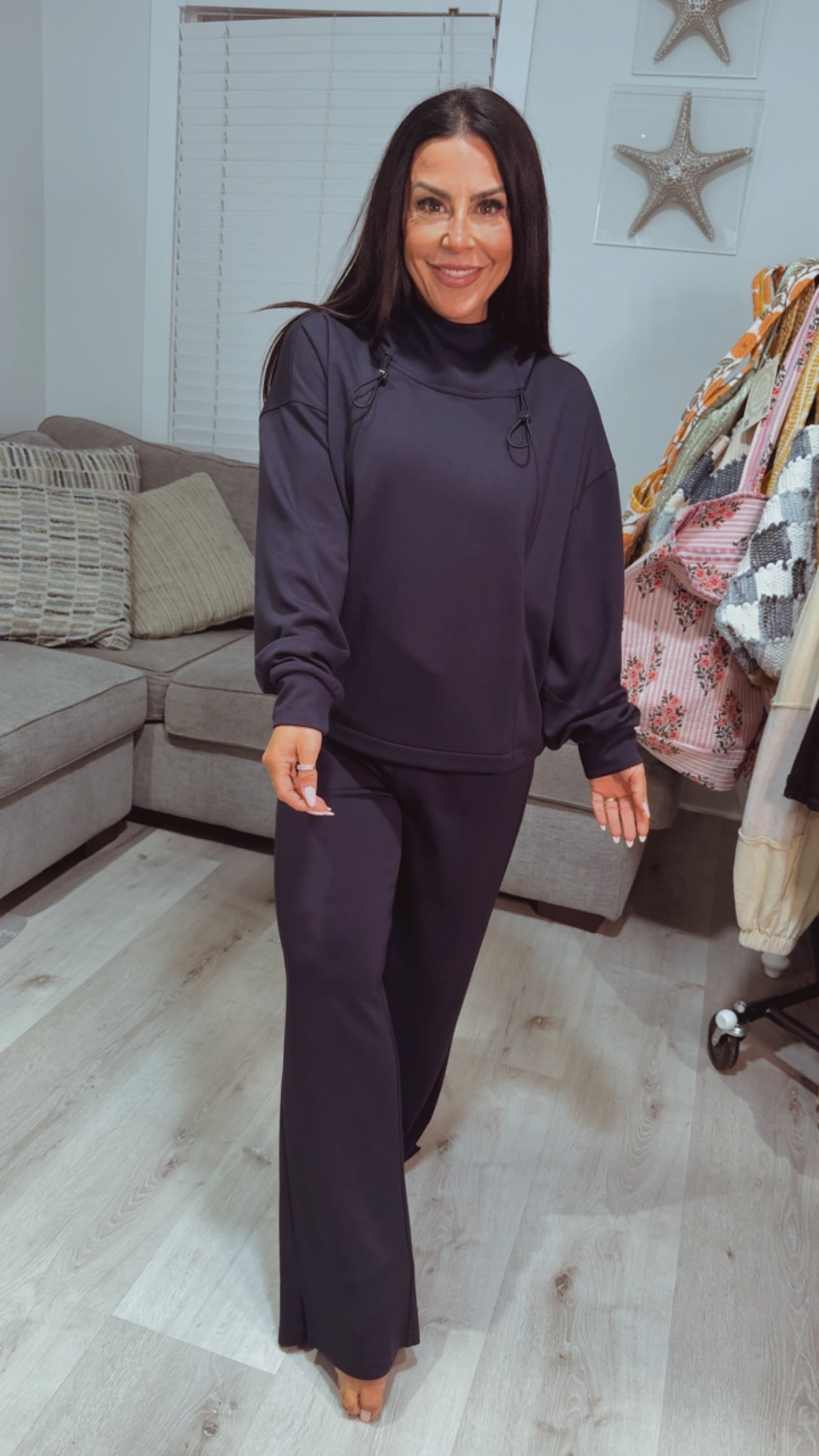 The Greii Ultra Soft  Deep Navy Knit Relaxed Hoodie