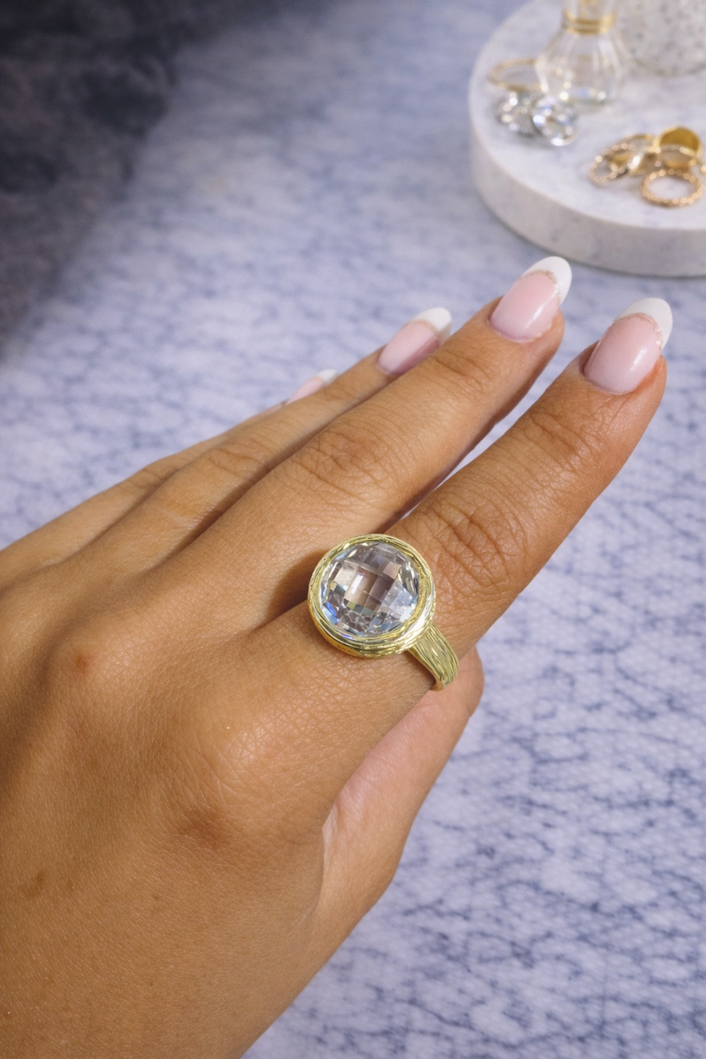 Meghan Brown Gold and Clear Studded Ring