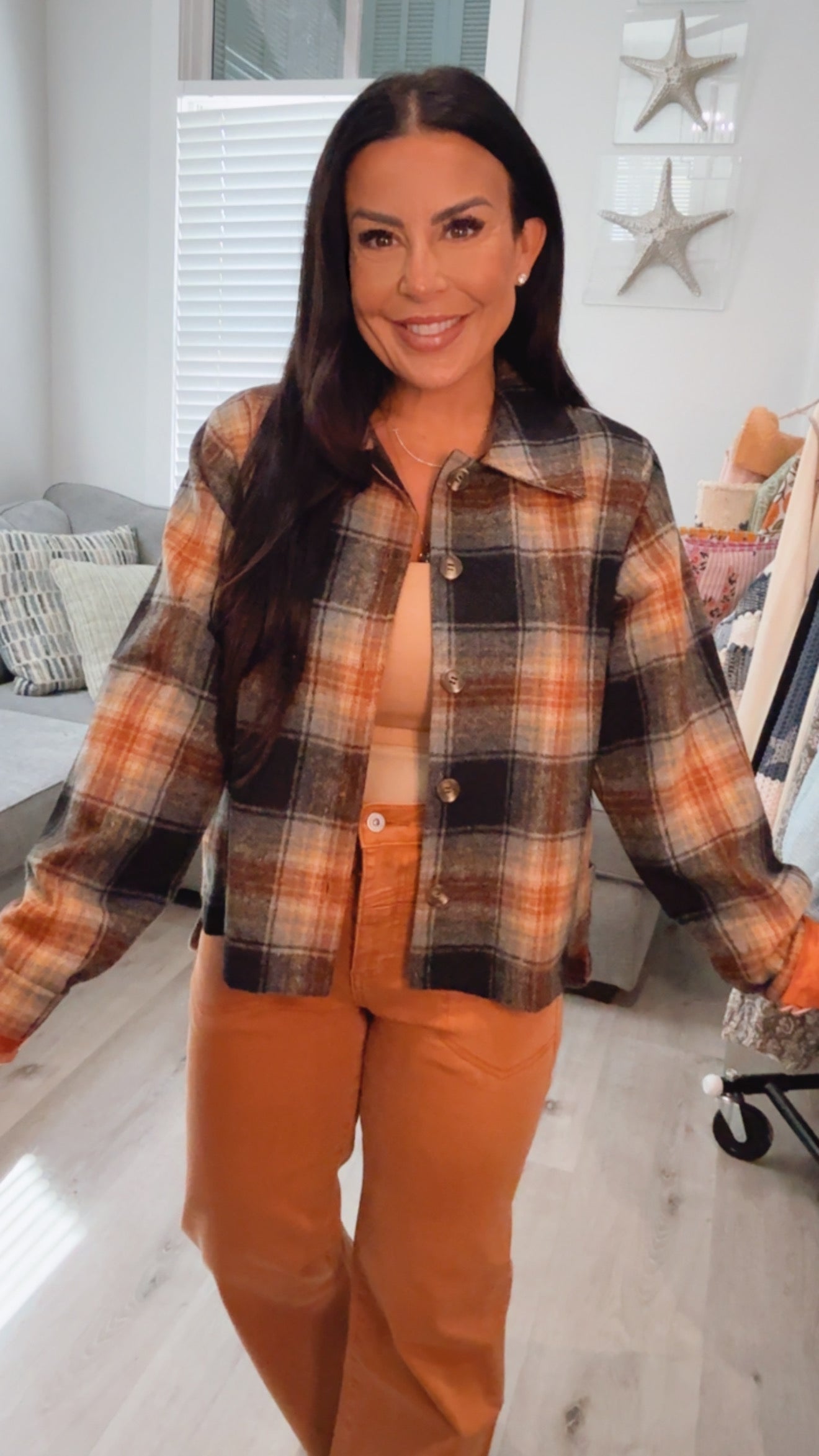 Cozy Co  Plaid Button Up Jacket