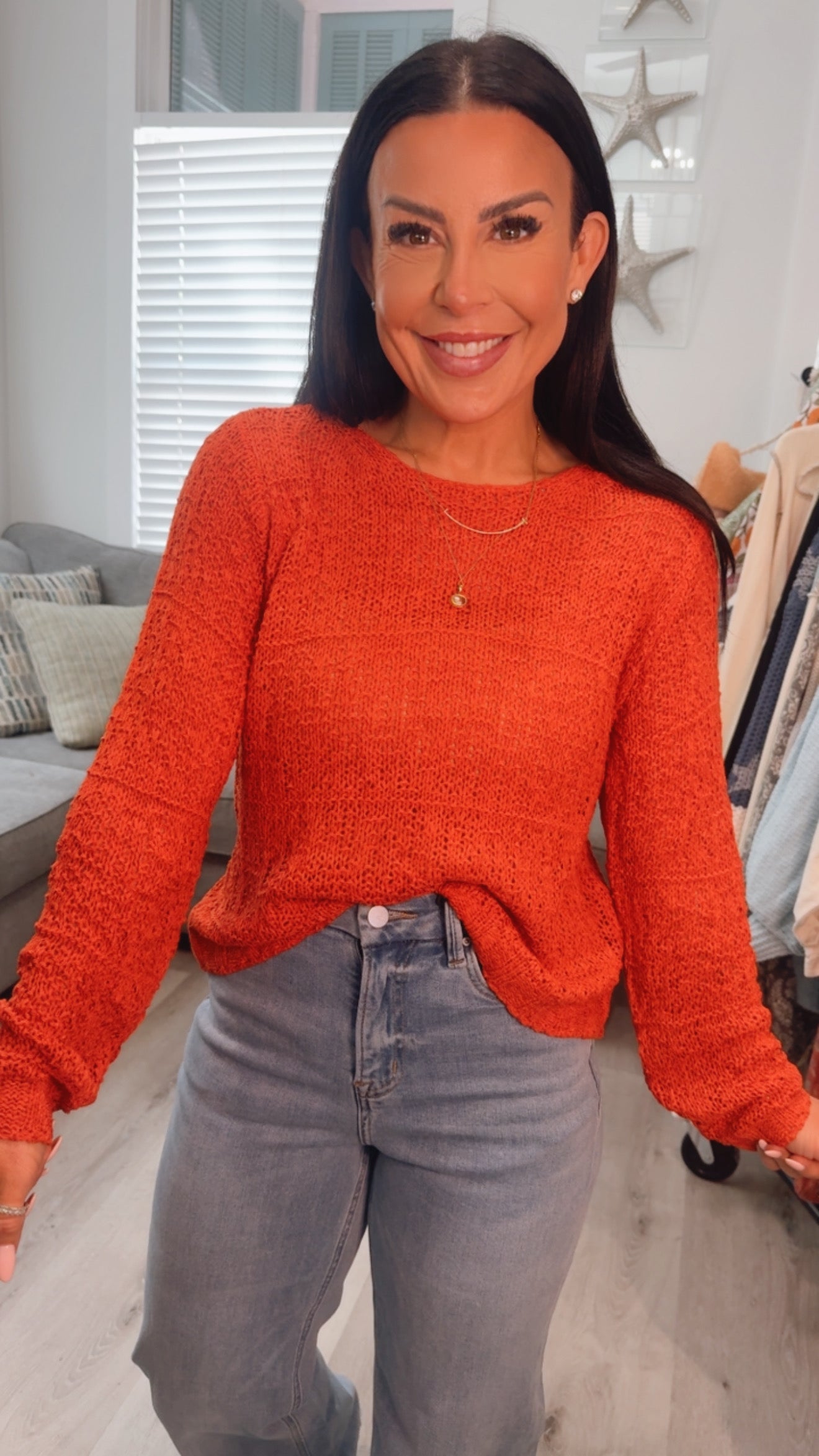 Cozy Co  Rust Boatnekc Light Sweater