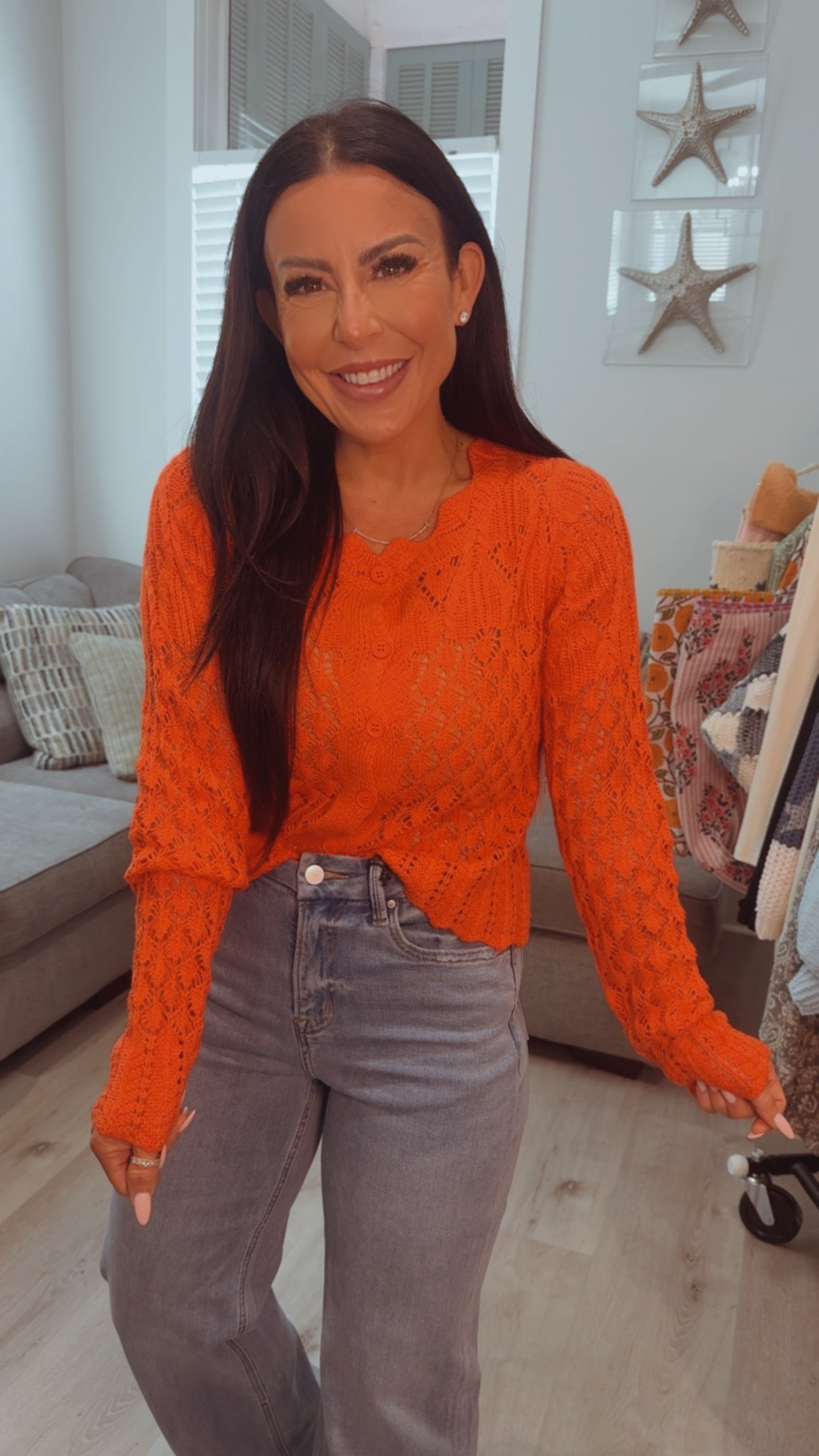 Cozy Co Coral Knit Textured Cropped Cardi