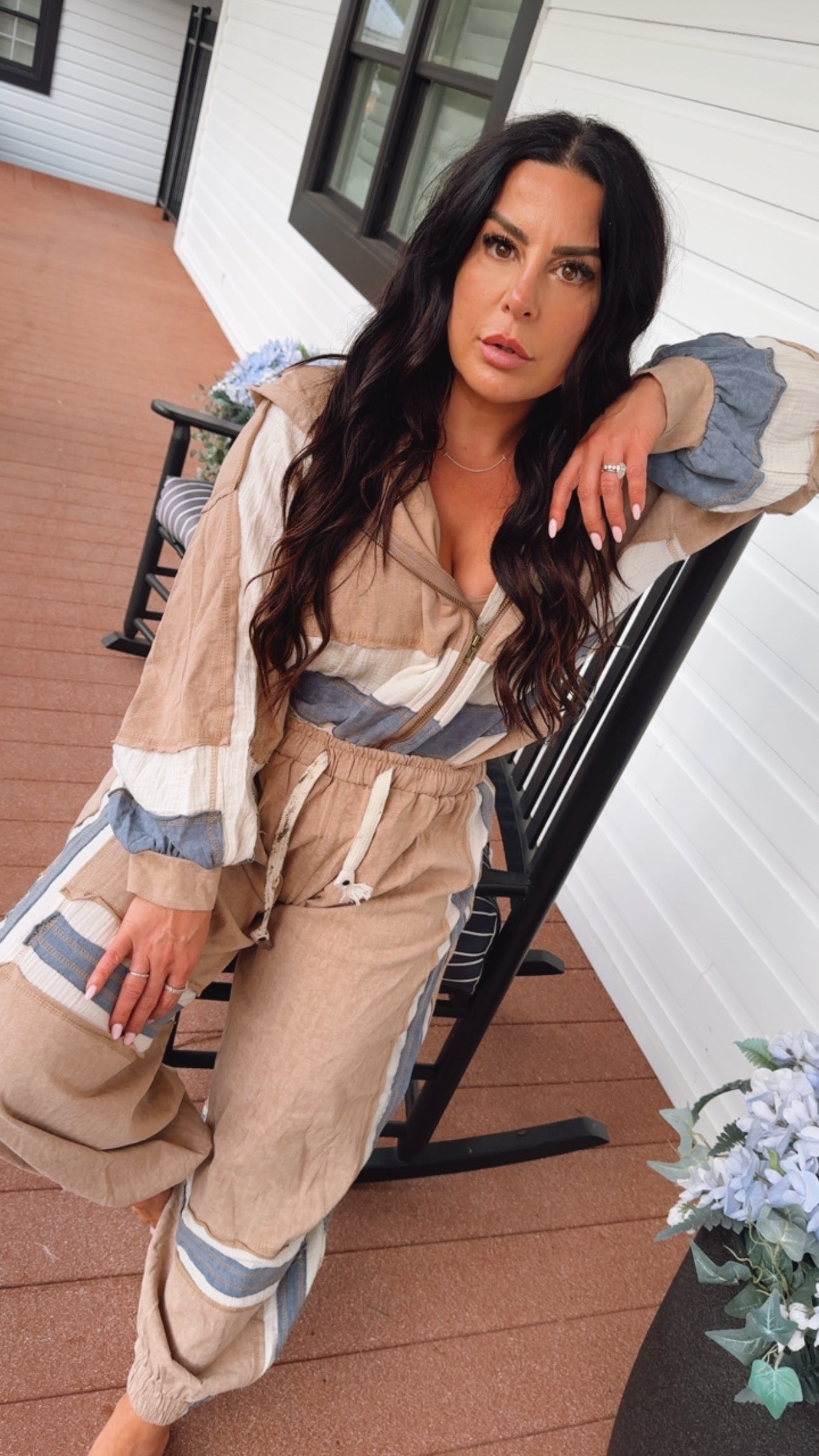 POL Latte Lightweight Zip Up Jacket