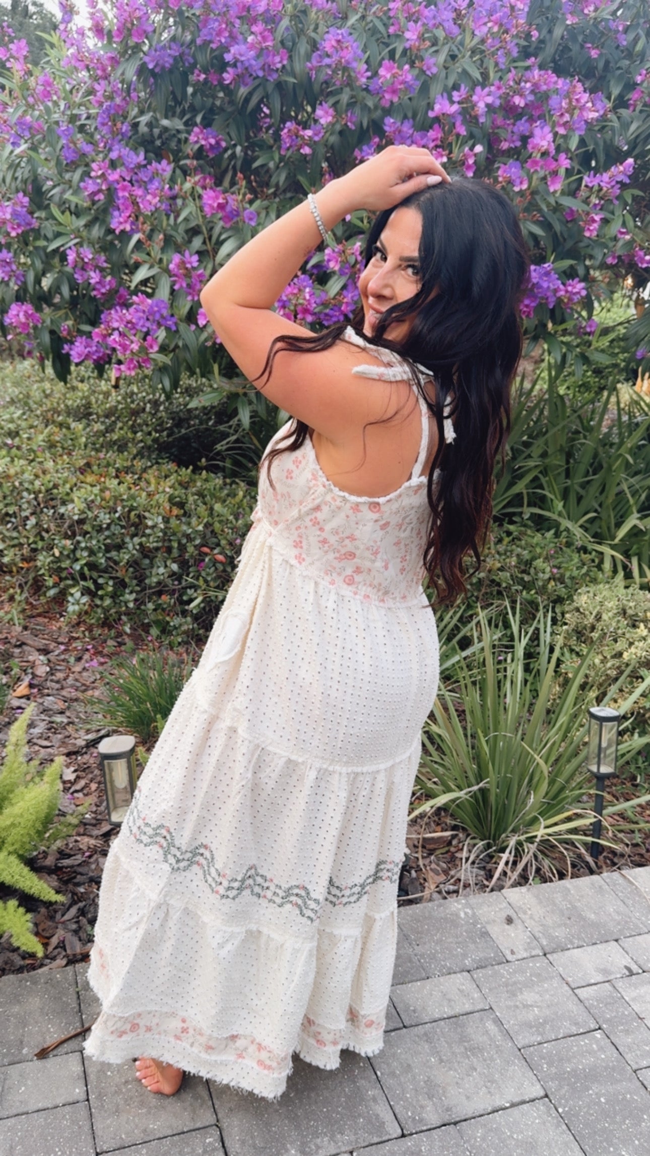 POL Cream Chic Denim And Twill Tank Dress