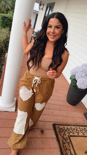 POL Ruset Ochre And Lace Patchwork Joggers