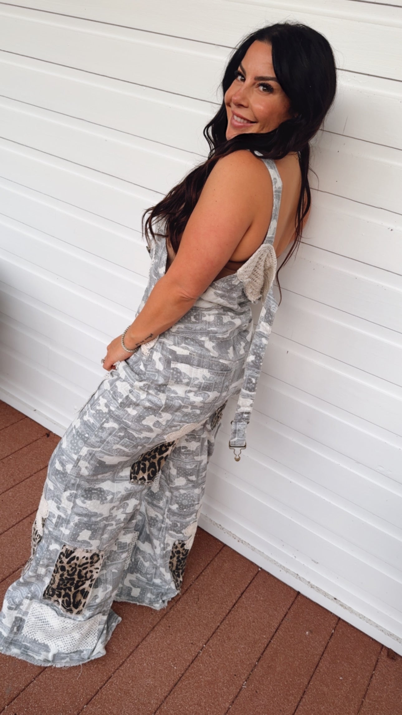 POL Almond Camo Premium Denim Overalls