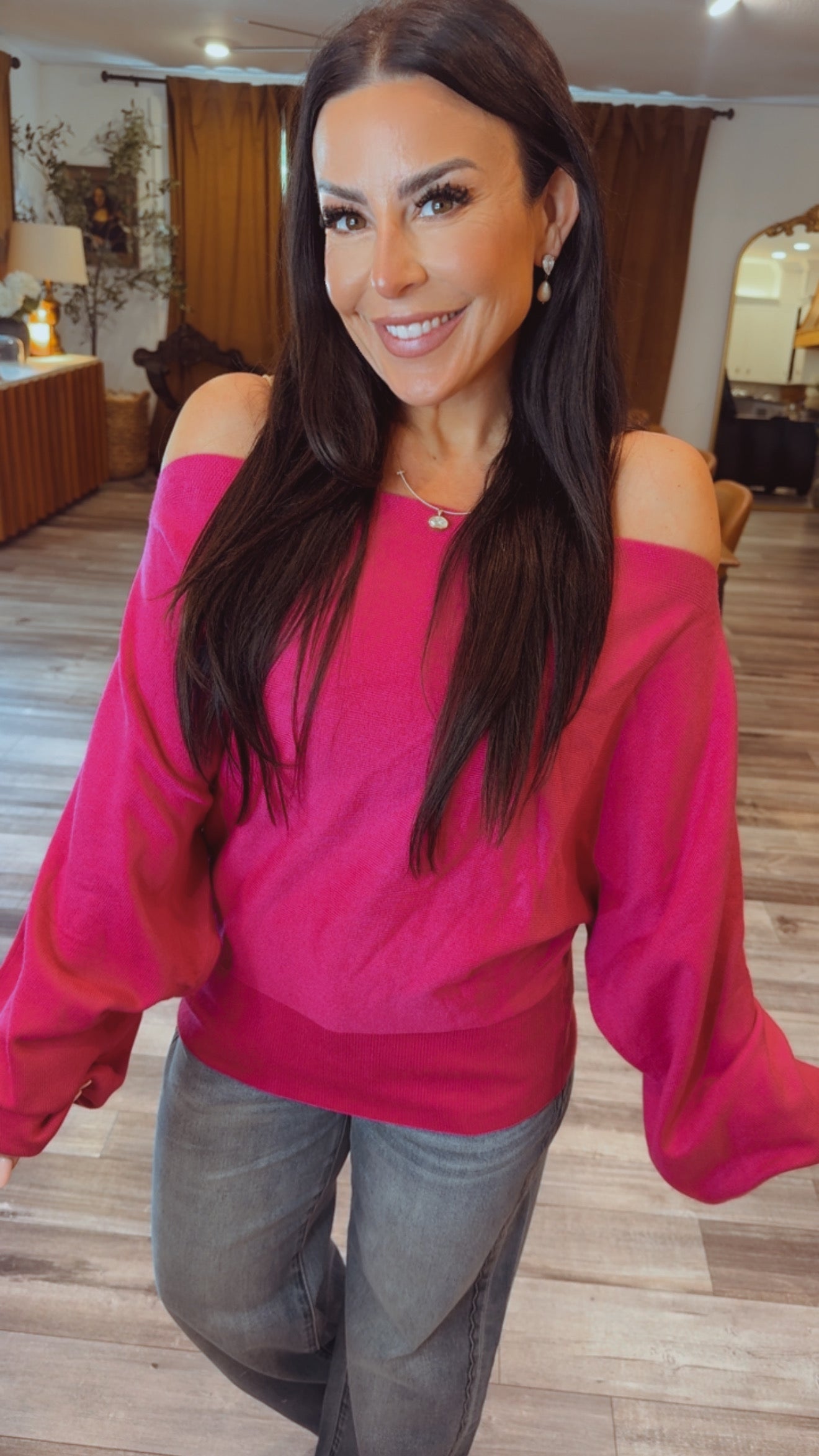 Orchid Chic Off Shoulder Sweater