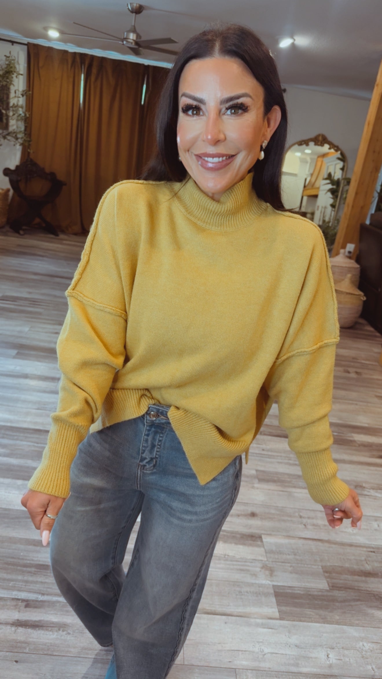 Chic High Neck Honey Sweater