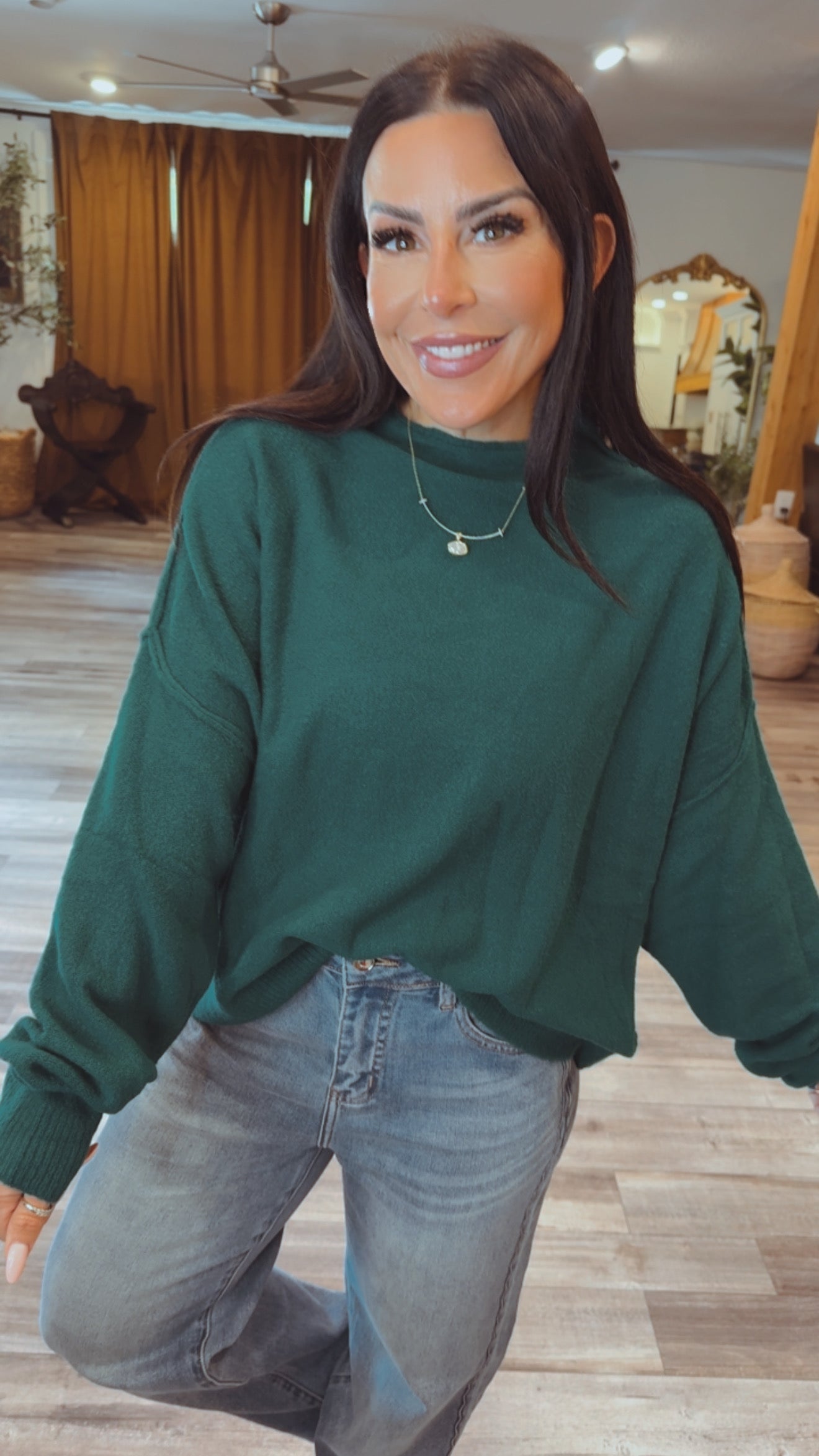 Emerald Boxy Knit Sweater