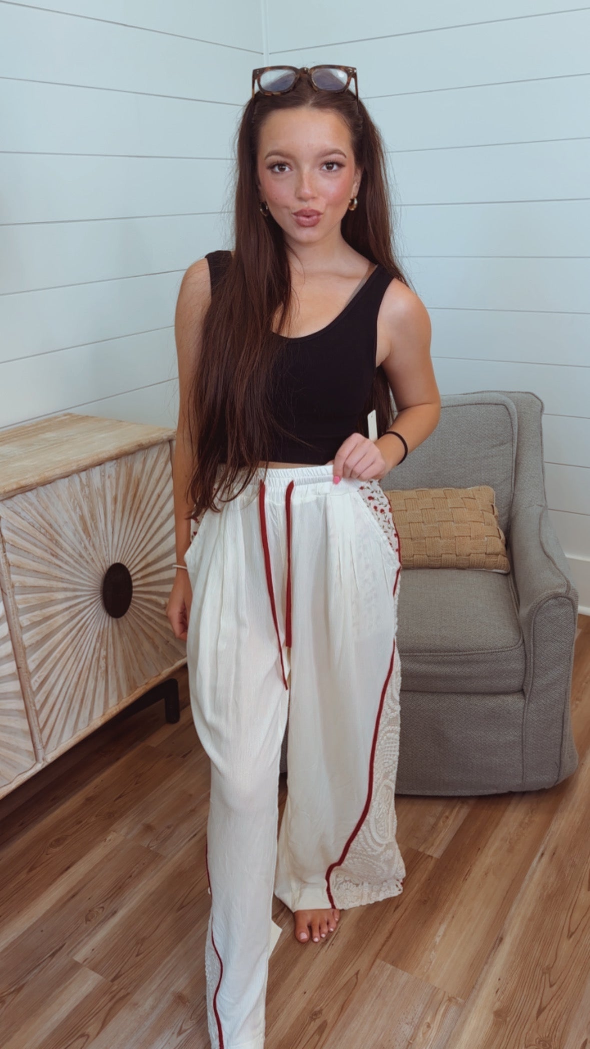POL Cream and Lace Pants