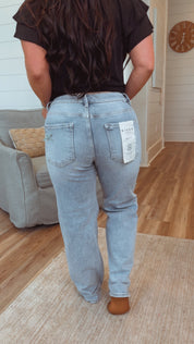 Risen High Rise-Crop Barrel-Ribbon Detail Jeans
