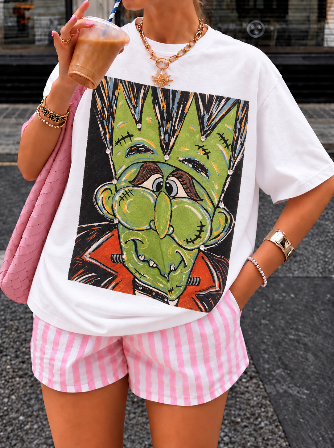 Frankenstein Bling Grpahic Top