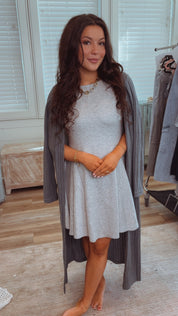 Cozy Co Dark Ribbed Duster Cardigan