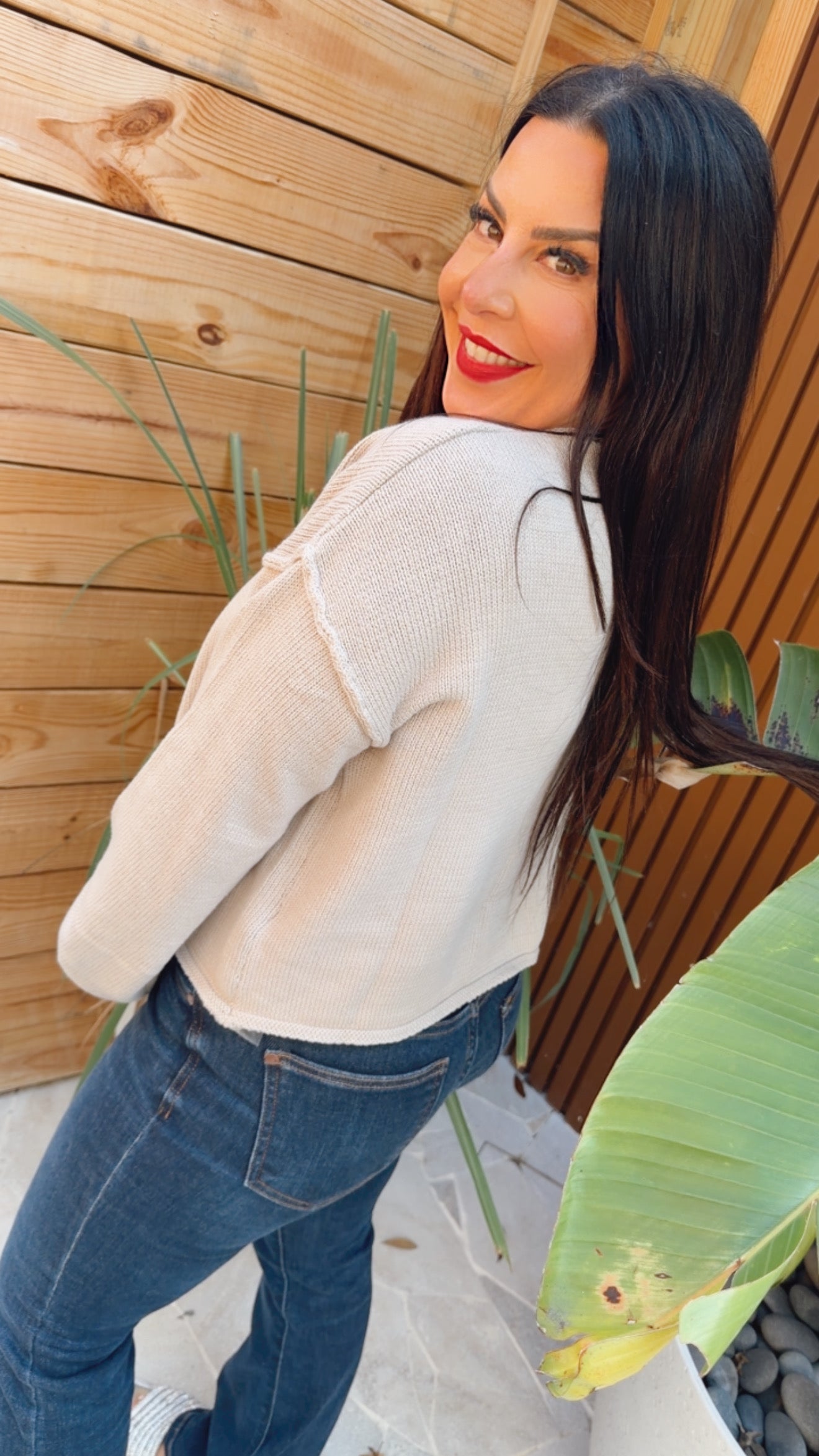 Light Taupe Crochet Button down Sweater Cardi