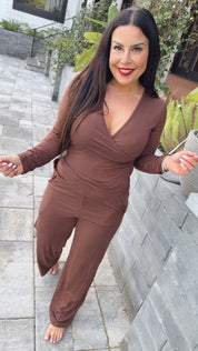 Ultra Soft Brown Long Sleeve And Pants Essential Set