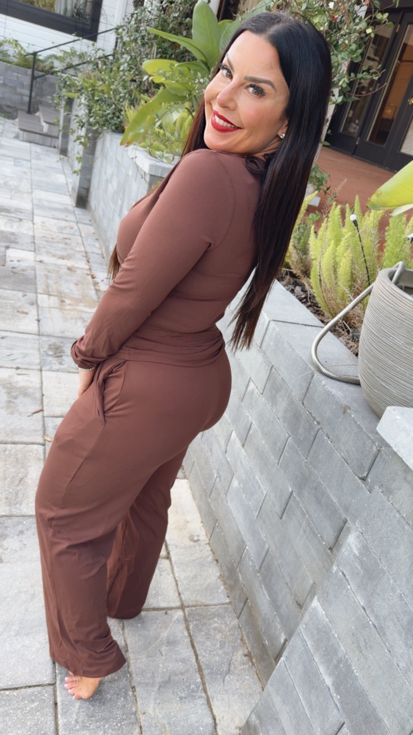 Ultra Soft Brown Long Sleeve And Pants Essential Set