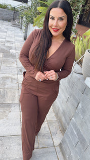 Ultra Soft Brown Long Sleeve And Pants Essential Set