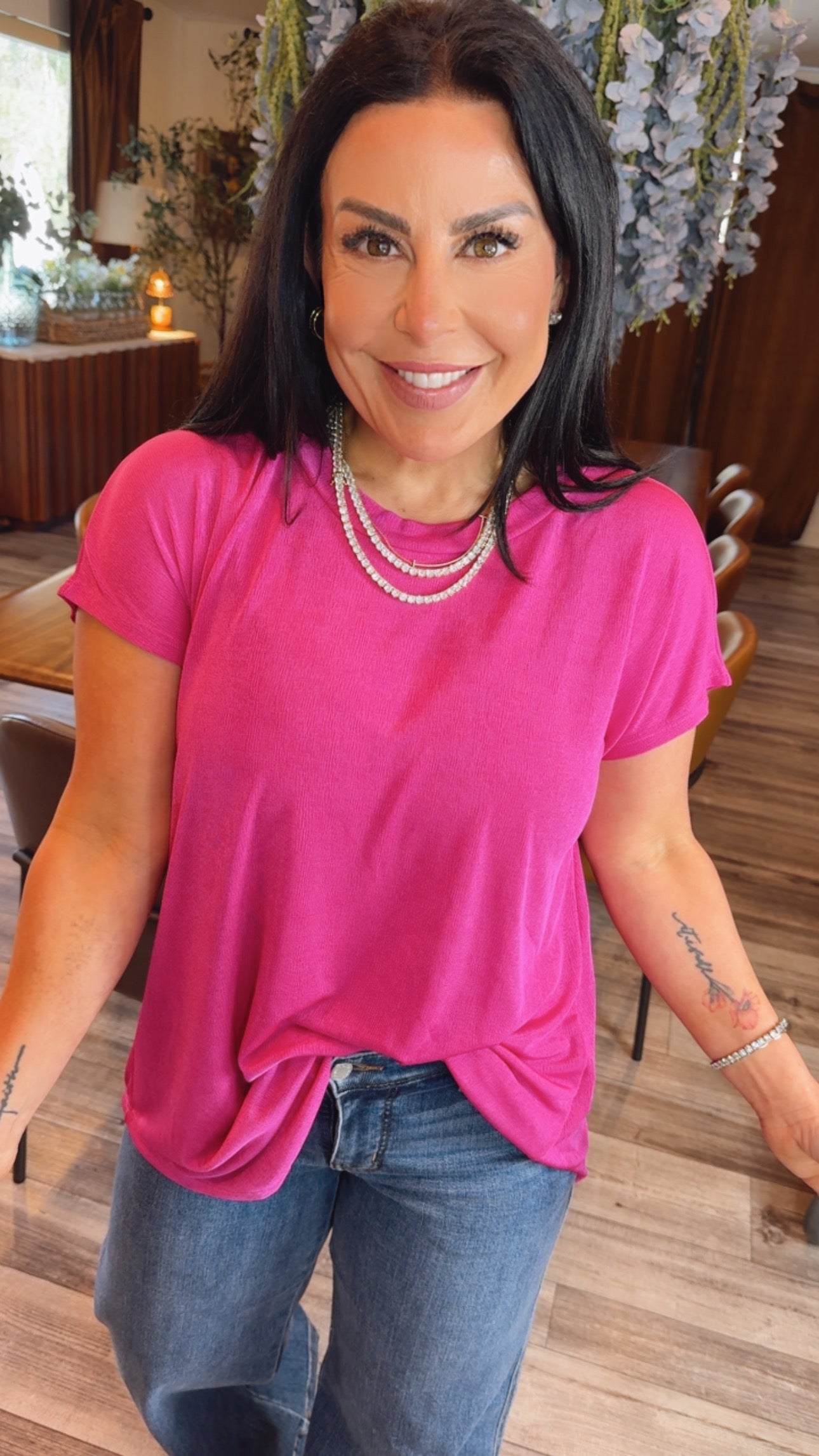 Fuchsia Loose Fit t Everyday Top