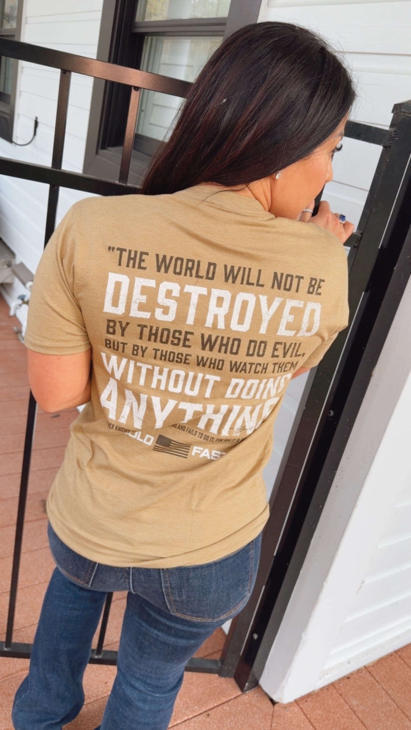 Brown Hold Fast Graphic Top
