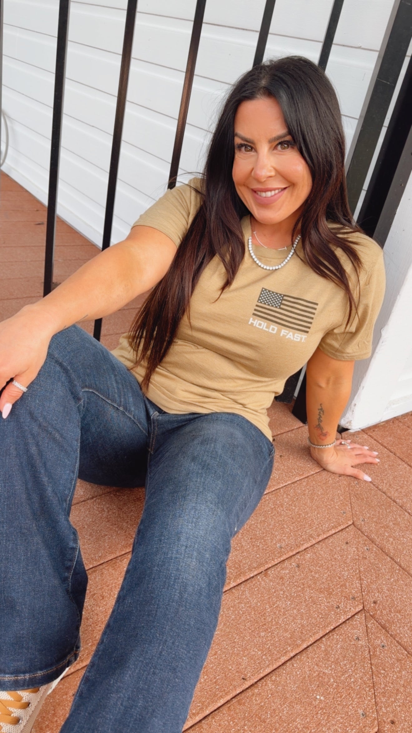 Brown Hold Fast Graphic Top