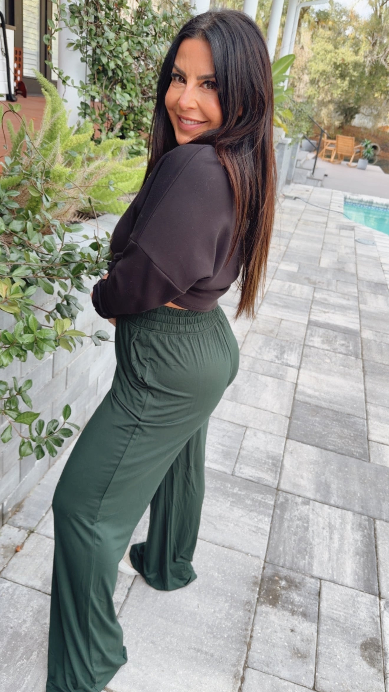 Rae mode Ultra Soft Wide Leg Regency Green Pants