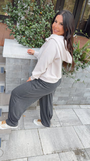 Mocha Cream 1/4 Zip Hoodie Jacket