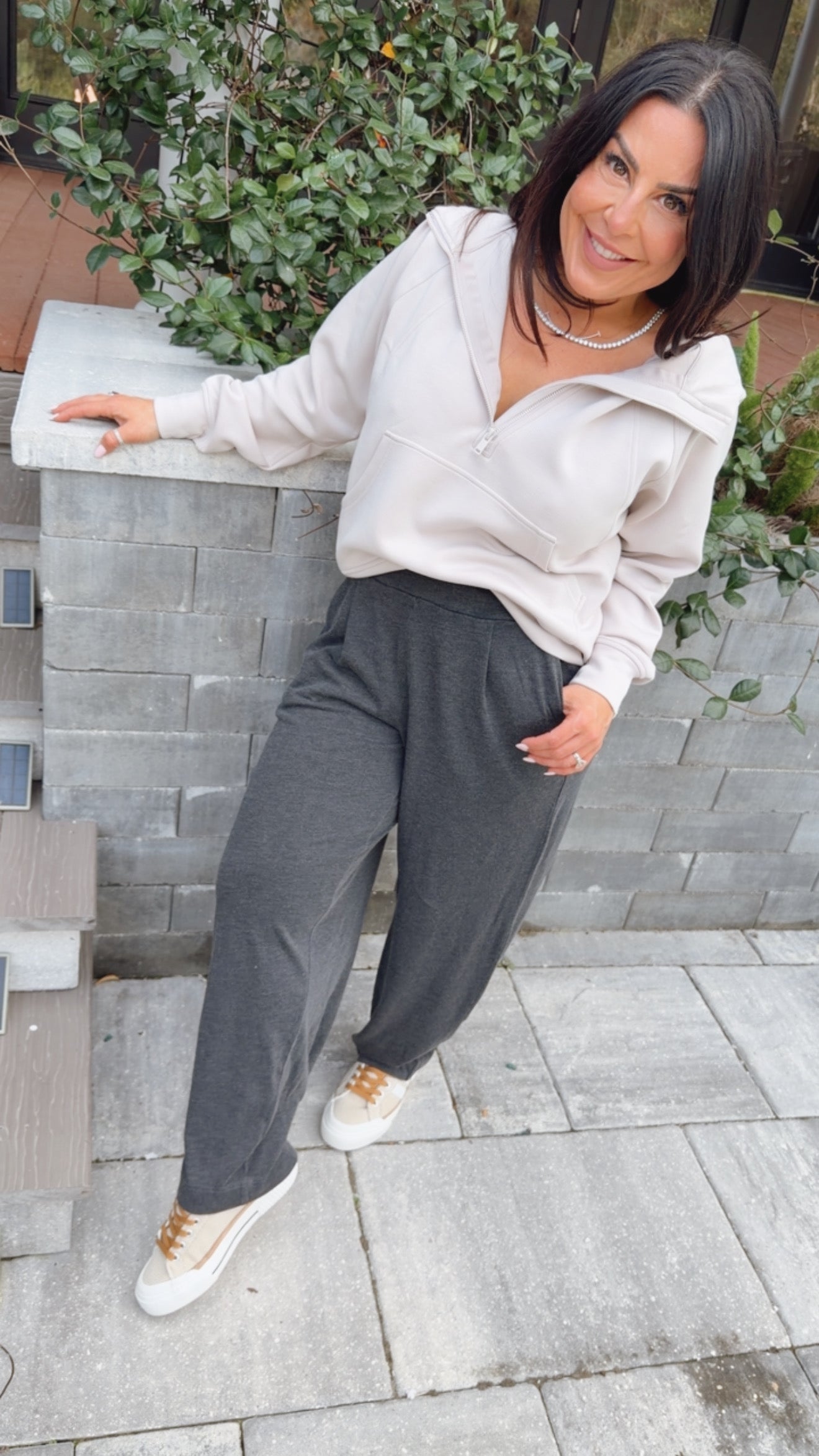 Mocha Cream 1/4 Zip Hoodie Jacket