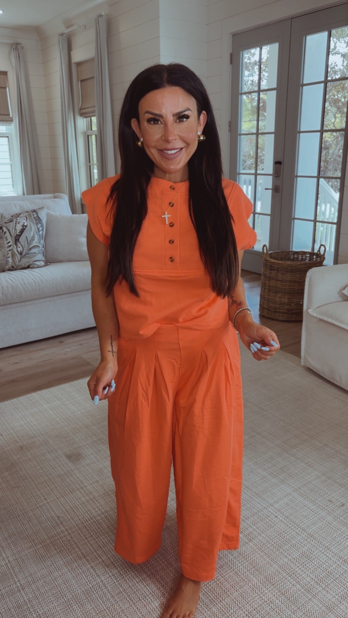 The Greii Flowy Front Pleated Pants Coral 30a