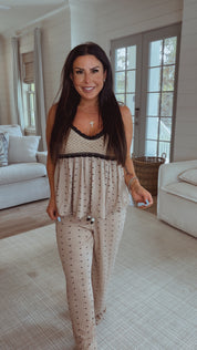 The Greii Chic Bow Print Taupe and Black Set 30a