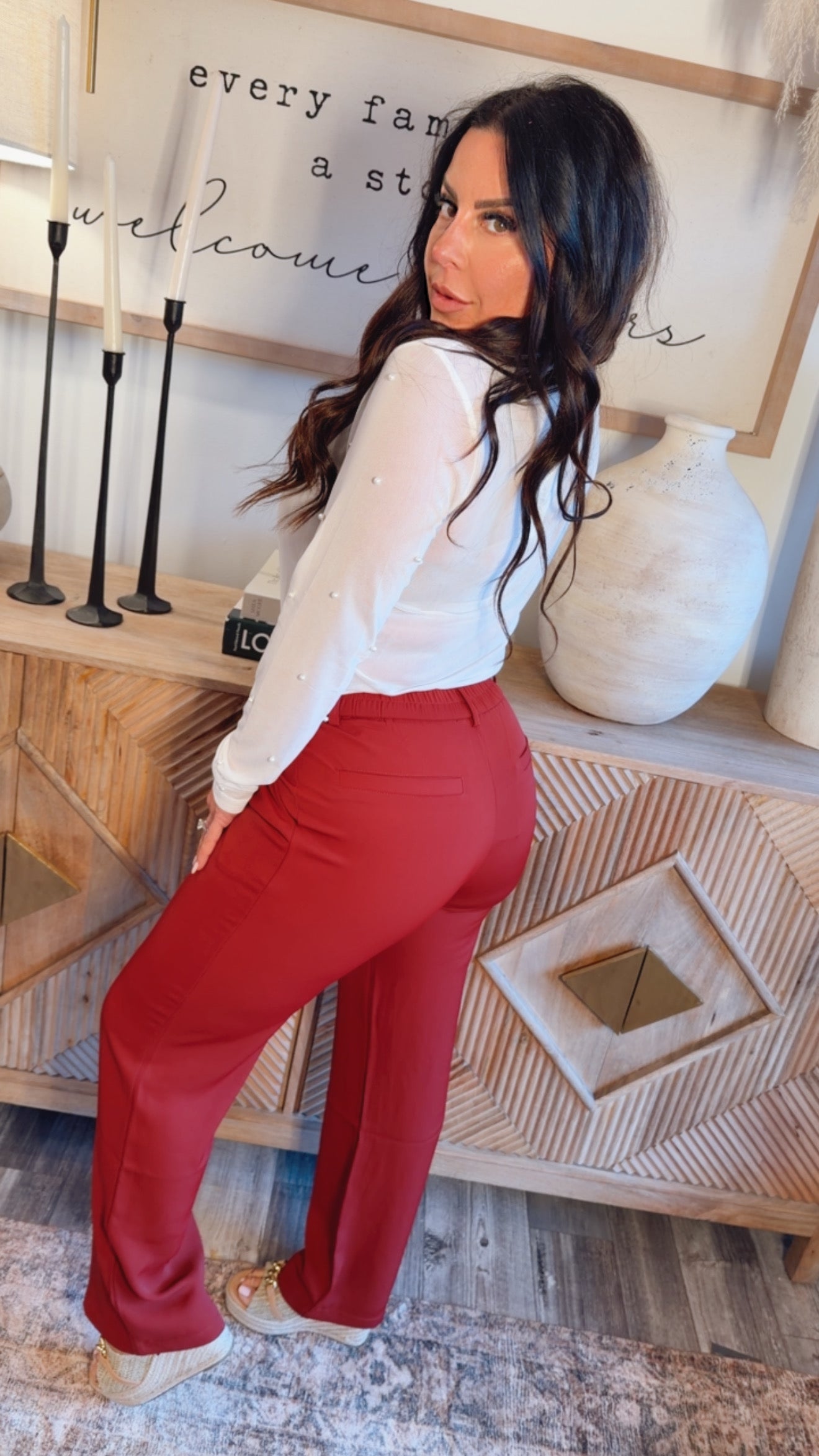 White Mesh Pearl Embellished Long Sleeve  Top