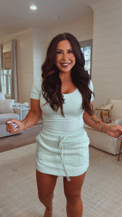 Soft Mint Butter Round Neck Short Sleeve Top Rae Mode 30a