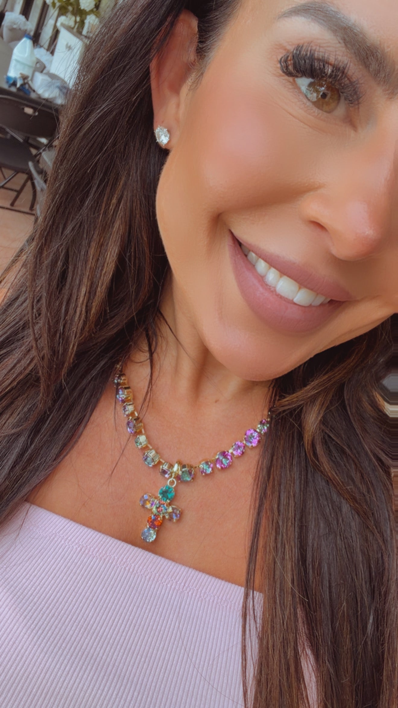 Diva Crystal Mini Cross Charm