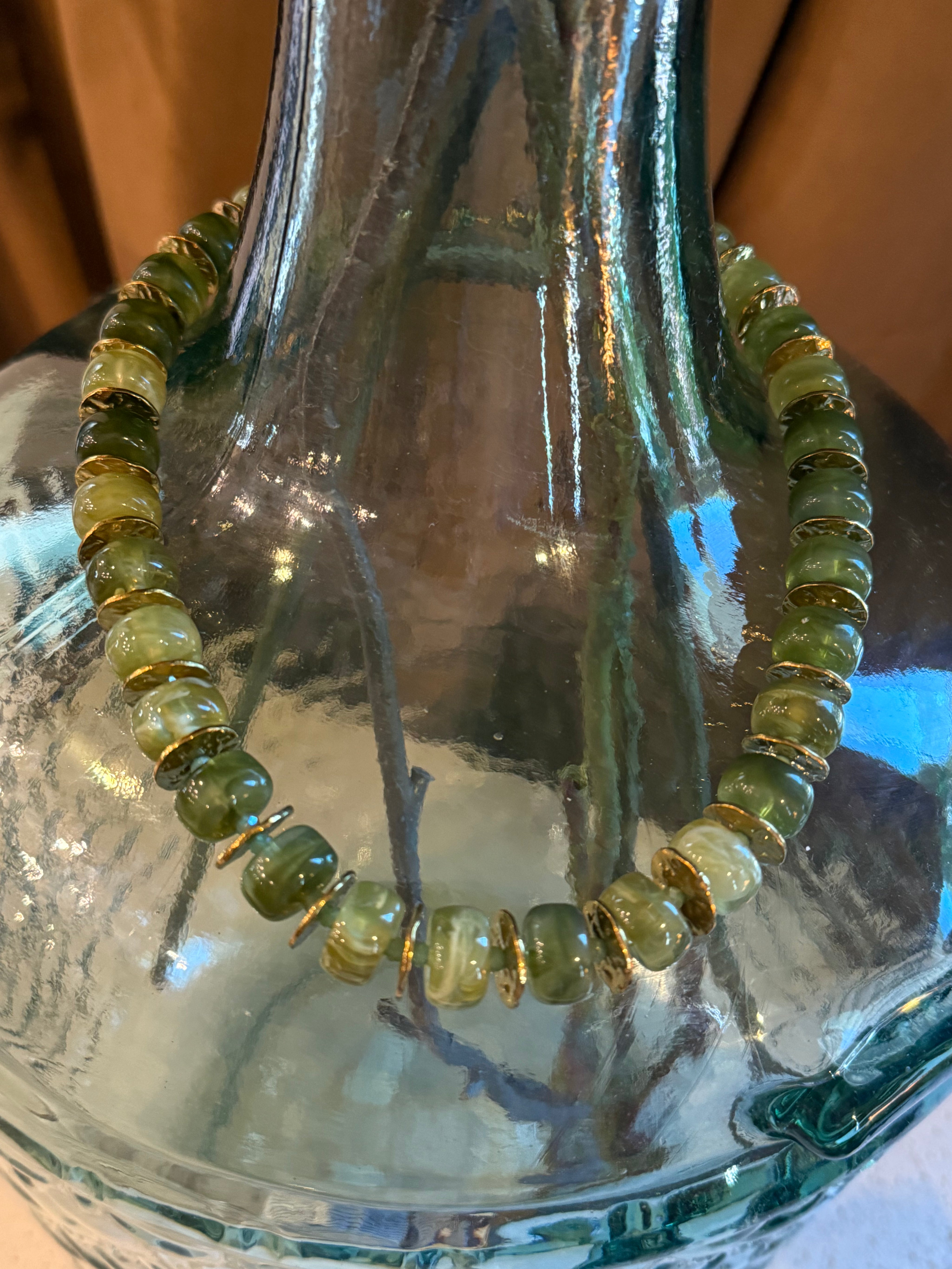 Jade and Gold Beaded Neckalce