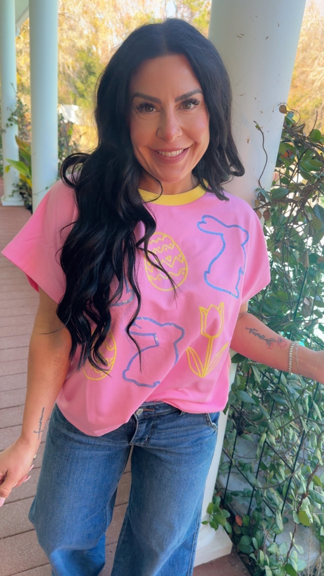 Pink Easter Sequin Top