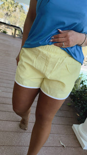 Go Getter Yellow and White Piped Shorts