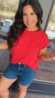 Ultra Soft Red Short Sleeve Top