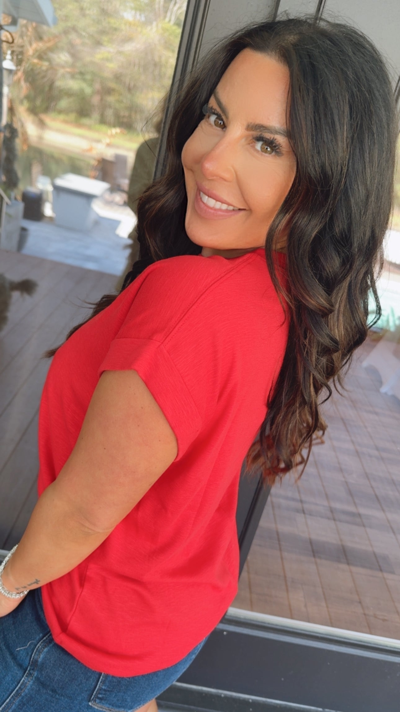 Ultra Soft Red Short Sleeve Top