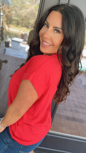Ultra Soft Red Short Sleeve Top