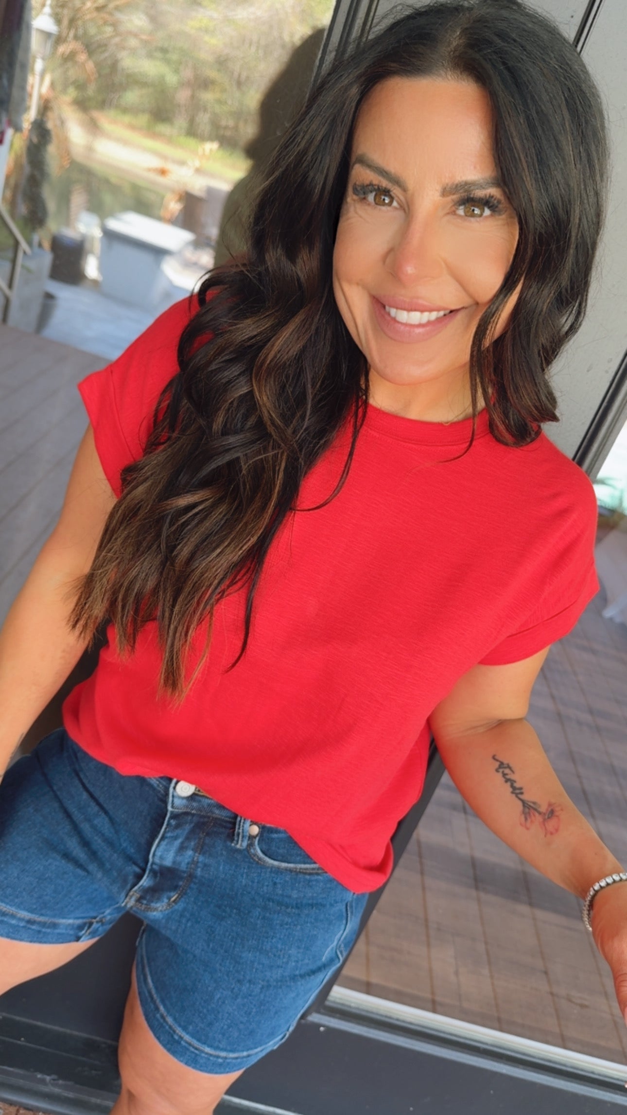 Ultra Soft Red Short Sleeve Top