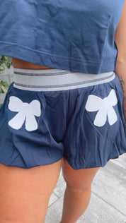 Navy and White USA Shorts