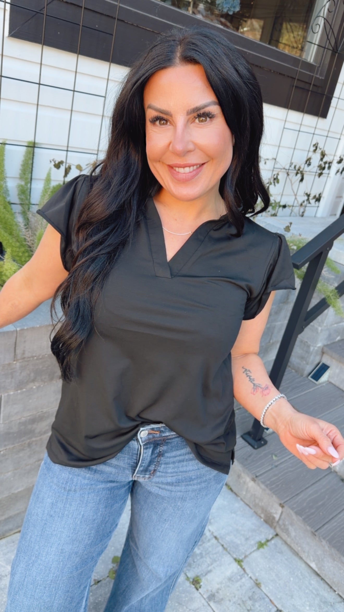 Ultra Soft Black Collared Top