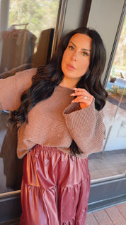 Rae Mode Brown Knit Soft Loose Fit Sweater