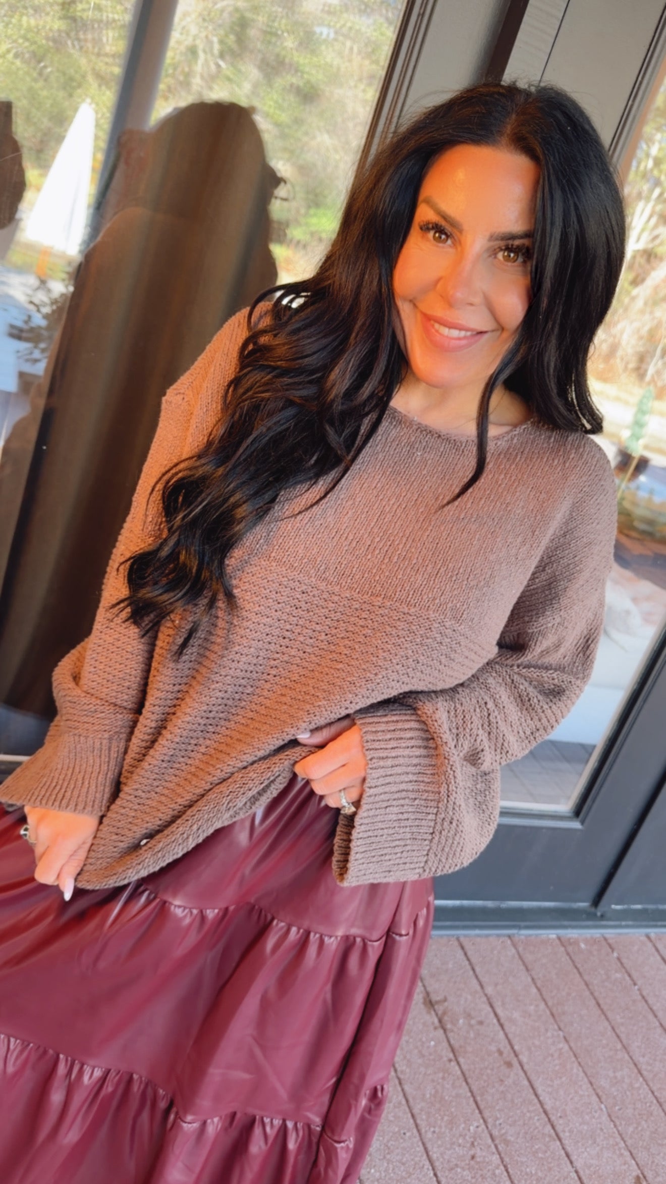 Rae Mode Brown Knit Soft Loose Fit Sweater