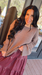 Rae Mode Brown Knit Soft Loose Fit Sweater