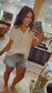Peach Blush Collared Loose Fit Top