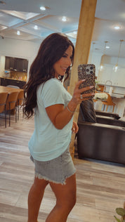 Soft Baby Blue Twist Front Top