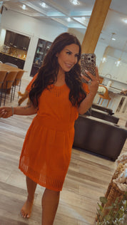 Orange Knit Cover Up Dress