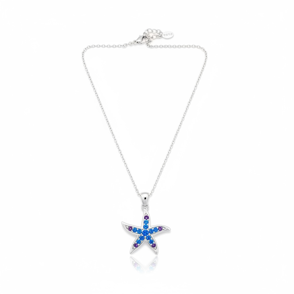 Silver and Crystal Starfish Neckalce