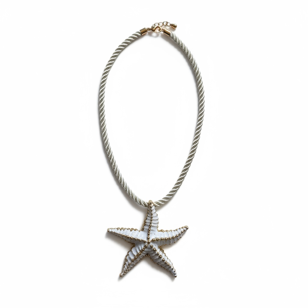 White and Gold StarFish Necklace